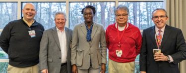 Beatrice Boateng, Ph.D., (center) TRI director of evaluation, led the evidence-based training. She was joined by (l-r), Kevin Sexton, M.D., Mick Tilford, Ph.D., Reza Hakkak, Ph.D., and Erick Messias, M.D., Ph.D. (Mark Mathews photo)