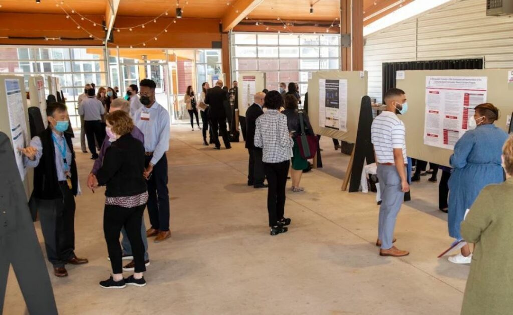 The Poster Session at Research Day was held in the pavilion at Heifer International Headquarters in Little Rock.