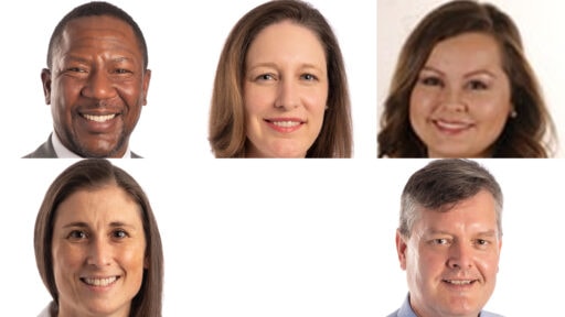 New TRI pilot awardees, clockwise from top left: Stanley Ellis, Ed.D., Susan Emmett, M.D., Megan Smith, Pharm.D., Lindsey Wolf, M.D., and Michael Thomsen, Ph.D.
