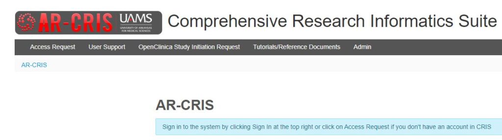 Screenshot of AR-CRIS tool