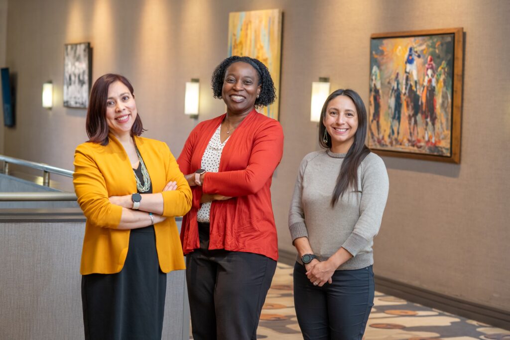 Jessica Presley, MPP (left), with members of her TRI evaluation team, Shani Worrell, Ed.D., and Alex Jauregui-Dusseau, DH.Sc.