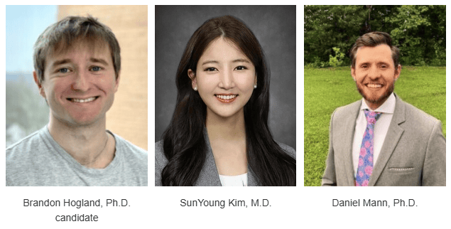 Brandon Hogland is a man with short blonde hair and wearing a gray shirt.
SunYoung Kim is a woman with long, dark hair and wearing a gray coat over a white shirt.
Daniel Mann is a man with short, dark hair and wearing a tan suit.