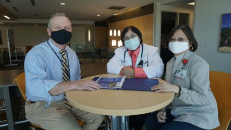 TRI’s David Avery, Senior Director of Clinical Research Operations, with UAMS investigators Gohoar Azhar, M.D., and Jeanne Y. Wei, M.D., Ph.D.